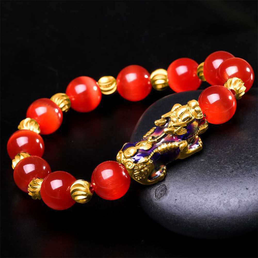 Color Change PiXiu Bracelet with Chrysoberyl Cats Eye