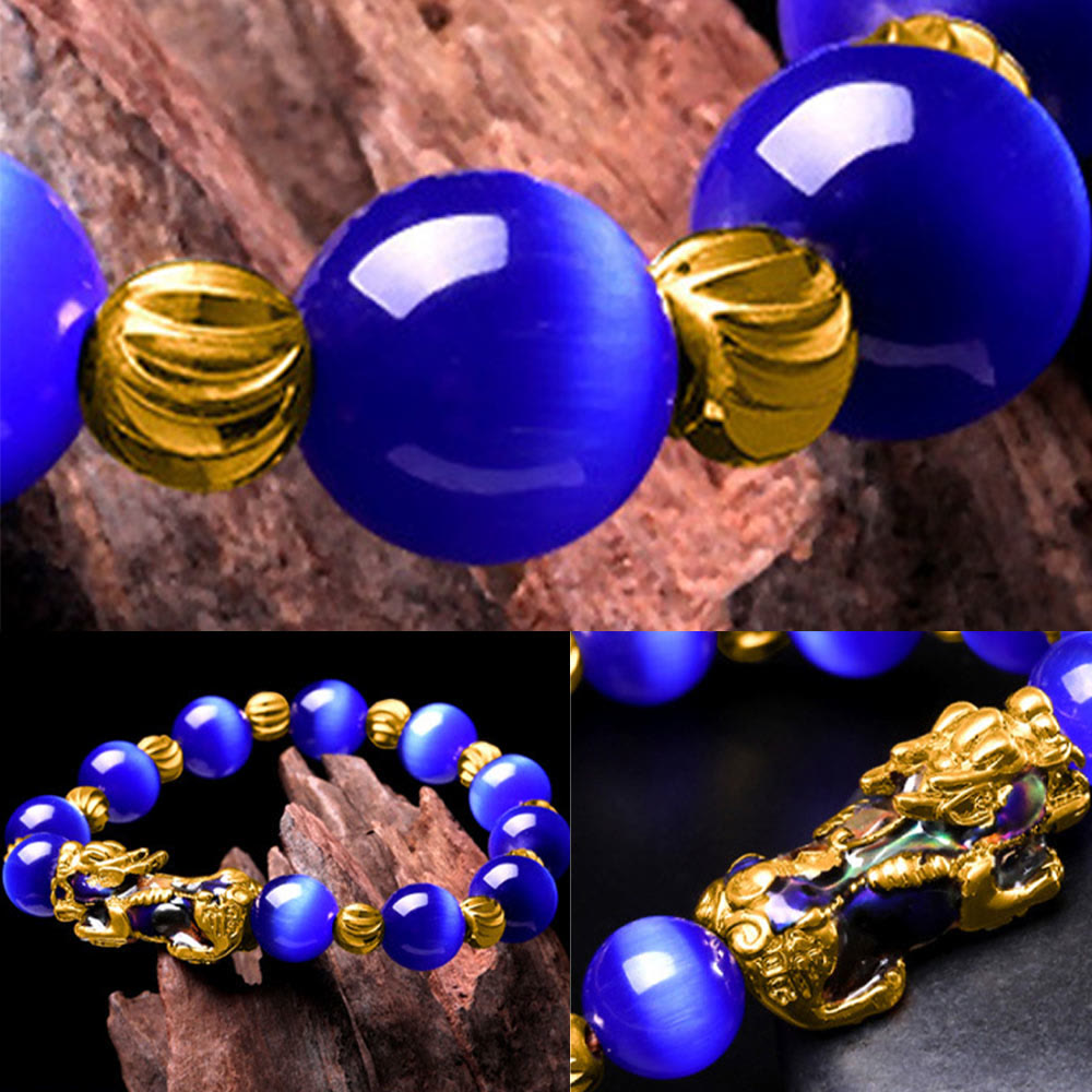 Color Change PiXiu Bracelet with Chrysoberyl Cats Eye