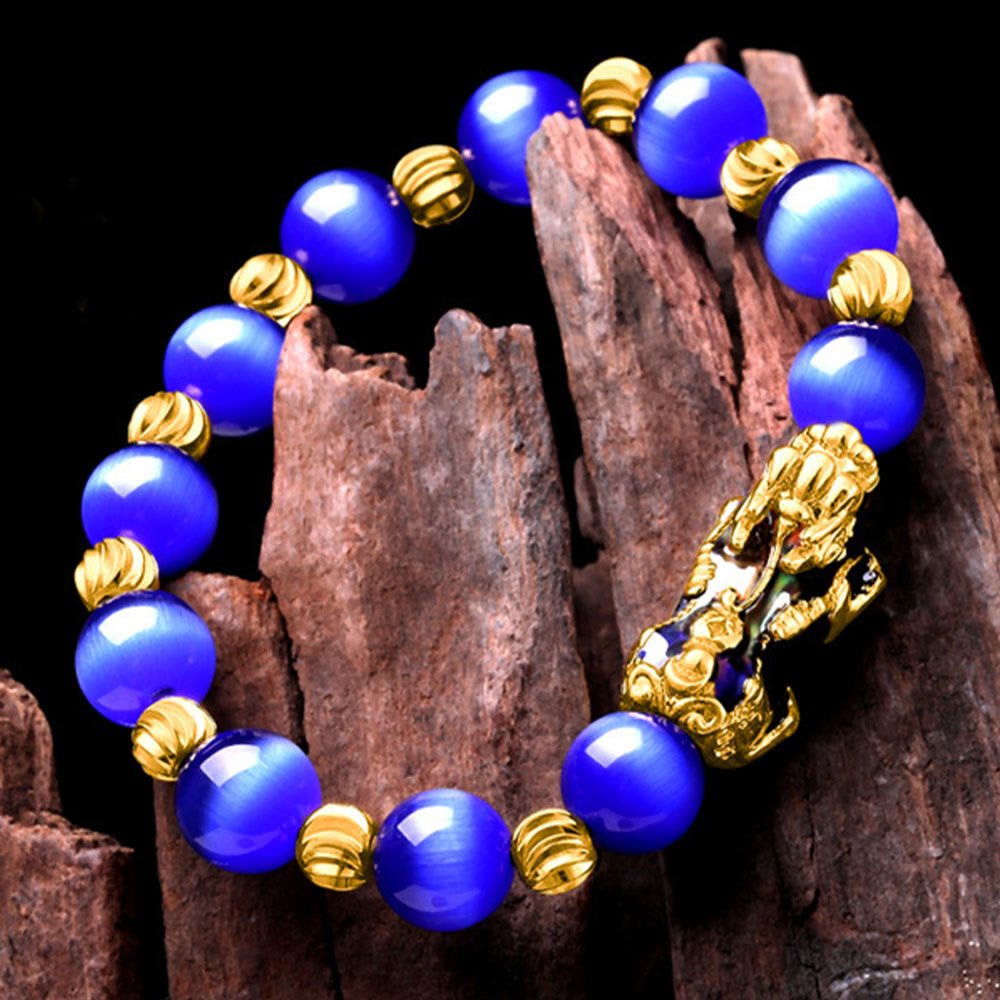 Color Change PiXiu Bracelet with Chrysoberyl Cats Eye