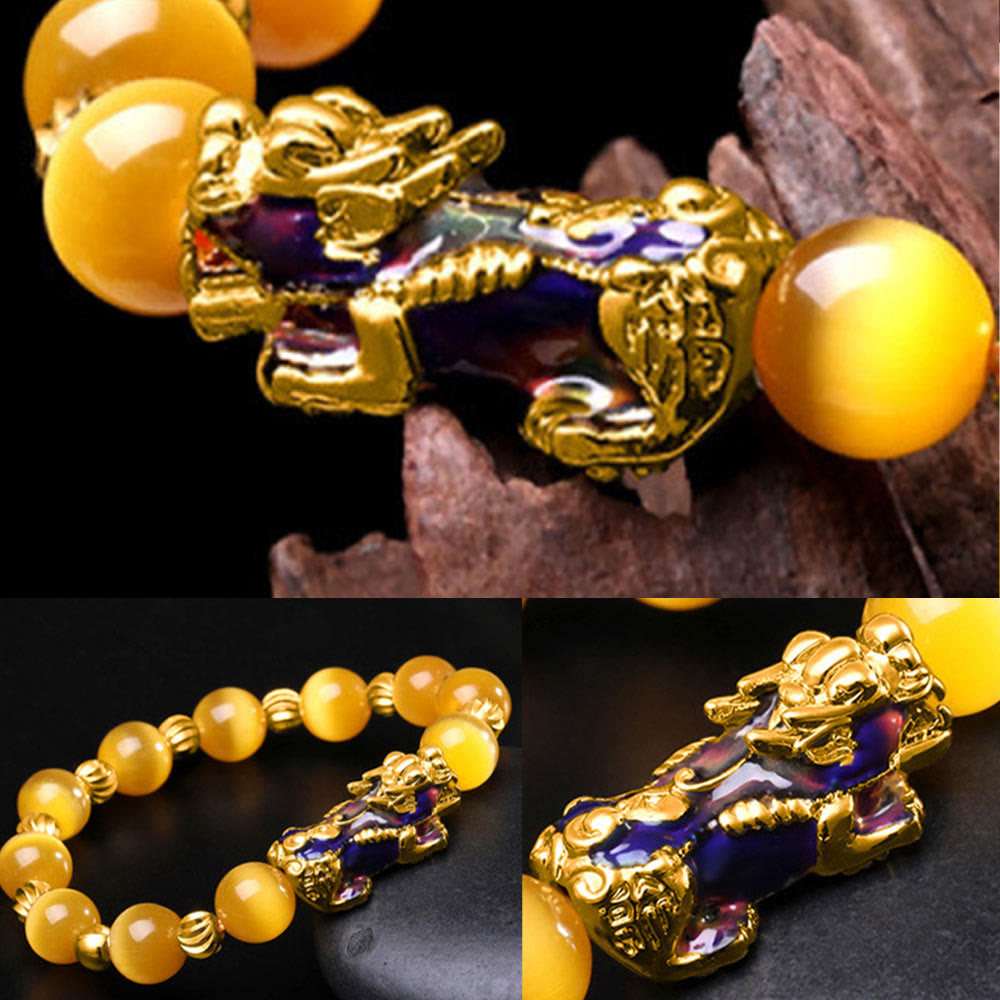 Color Change PiXiu Bracelet with Chrysoberyl Cats Eye