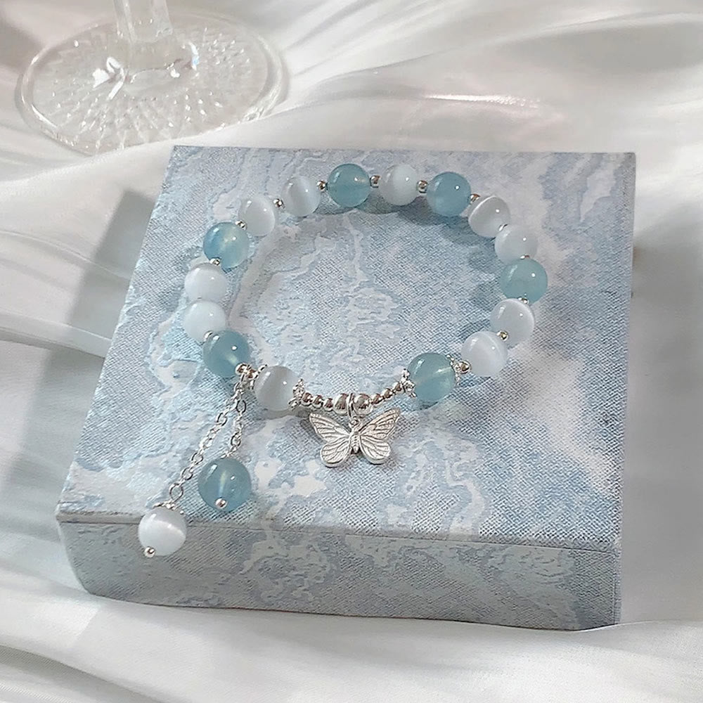Support Aquamarine Butterfly Chakra Bracelet | Healing Sounds