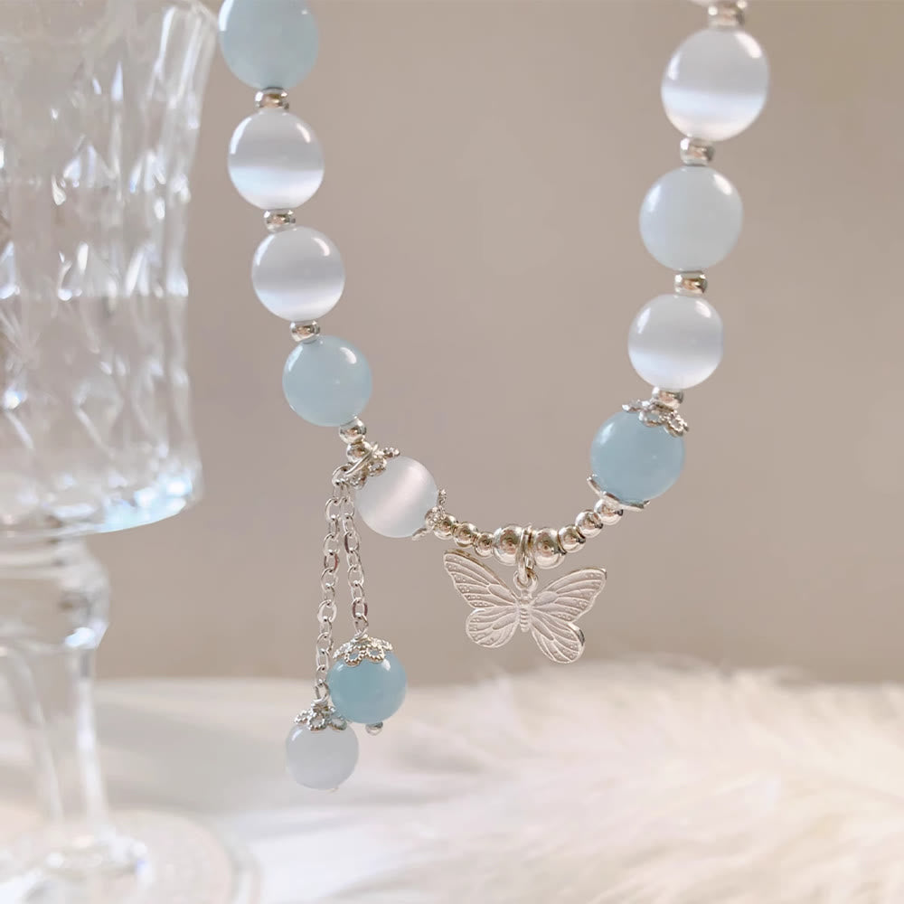 Support Aquamarine Butterfly Chakra Bracelet | Healing Sounds