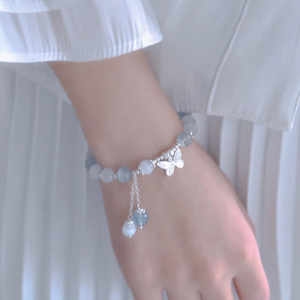 Support Aquamarine Butterfly Chakra Bracelet | Healing Sounds