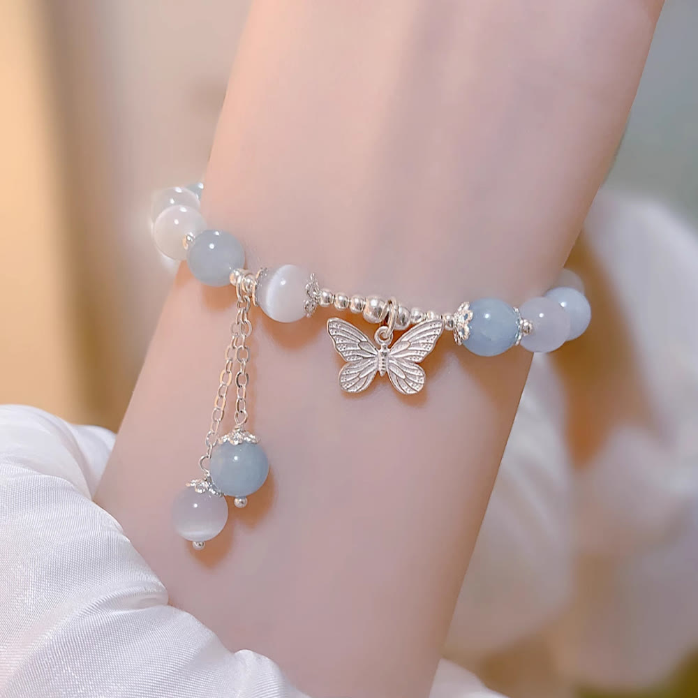 Support Aquamarine Butterfly Chakra Bracelet | Healing Sounds