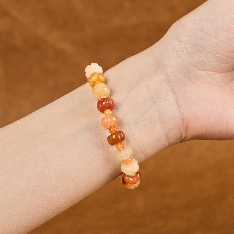 6x8mm Golden Silk Jade Bracelet for Wealth and Luck