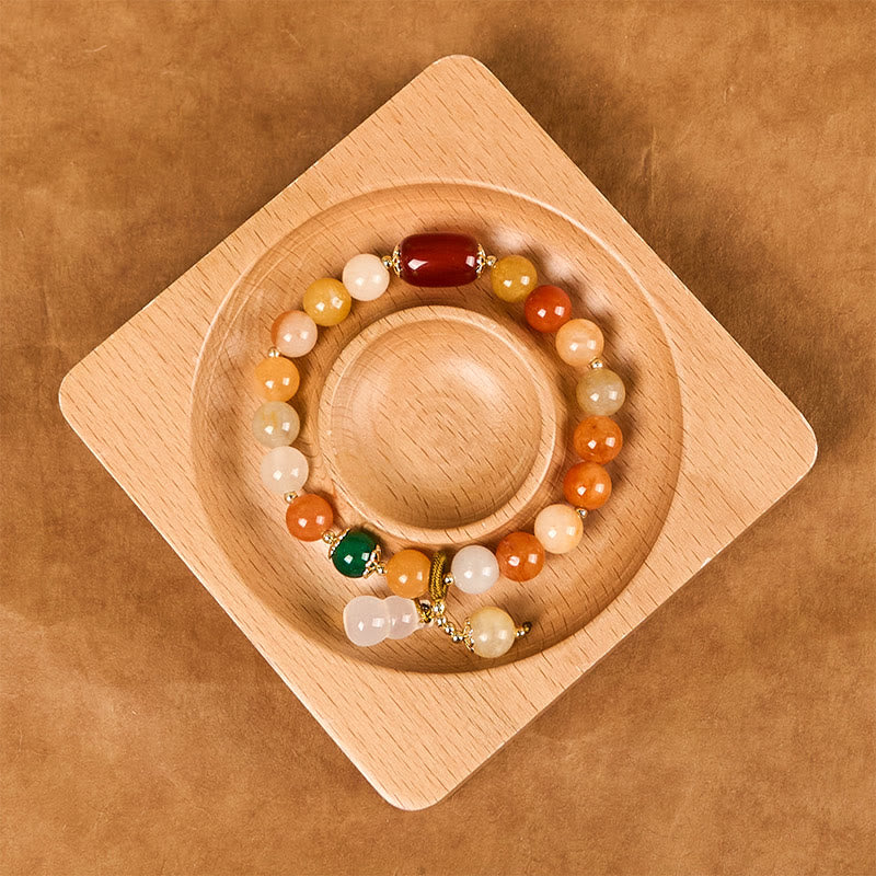8mm Golden Silk Jade Bracelet for Wealth and Luck
