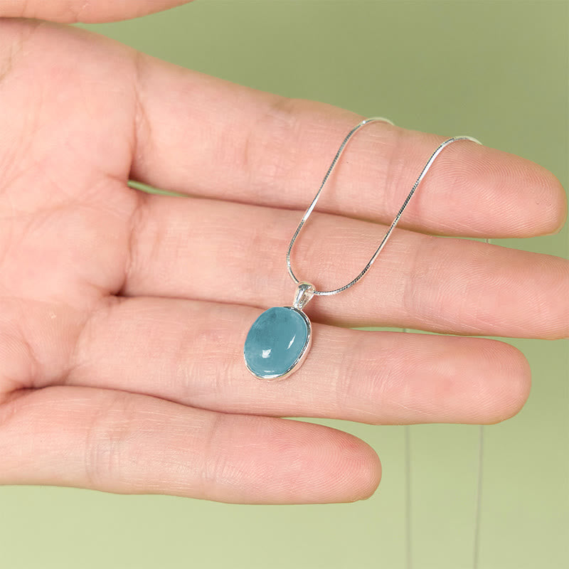 Authentic Sterling Silver Aquamarine Necklace for Peace