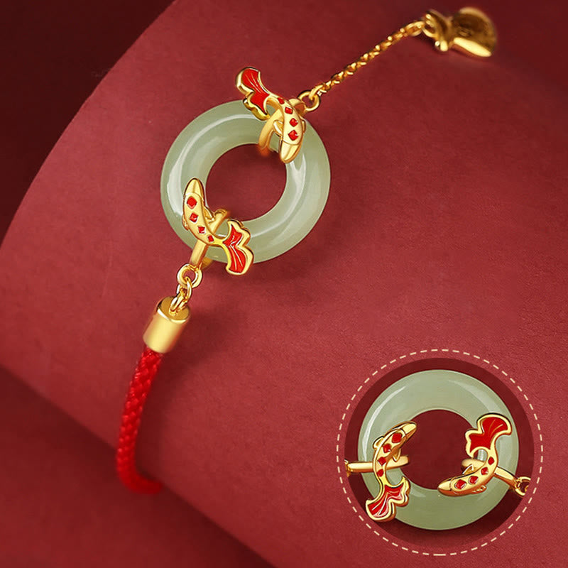 Sterling Silver Hetian White Jade Peace Buckle Bracelet
