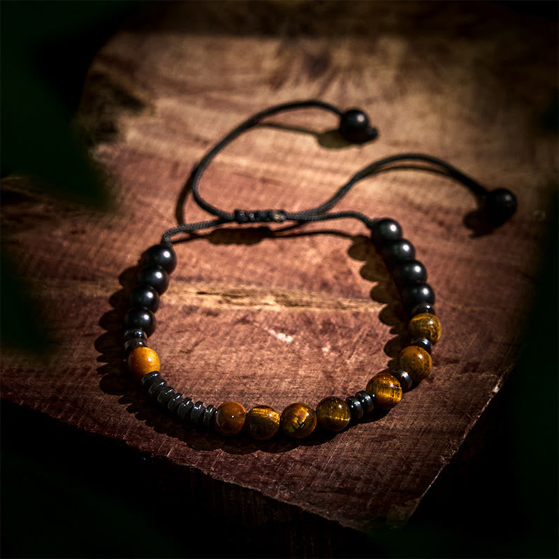 3Pcs Tiger Eye & Lava Rock Protection Healing Bracelet Set