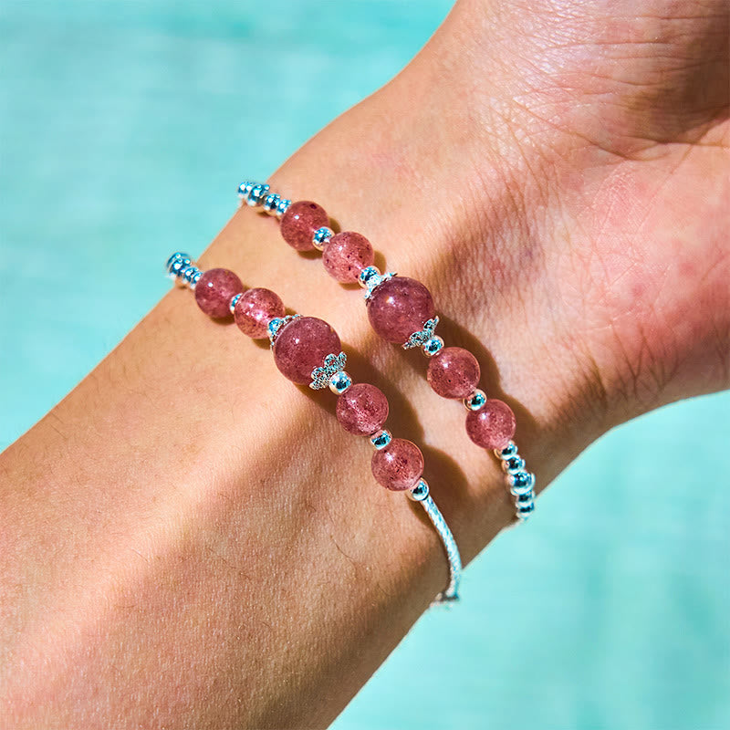 6mm Strawberry Quartz Love Healing Bracelet for Women