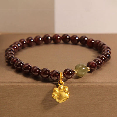 Garnet & Hetian Jade Bracelet for Calm and Balance