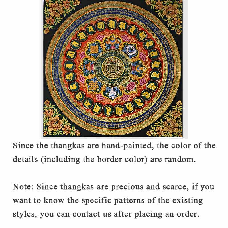 21.65 inch Tibetan Thangka Painting Om Mani Padme Hum Scripture Decoration