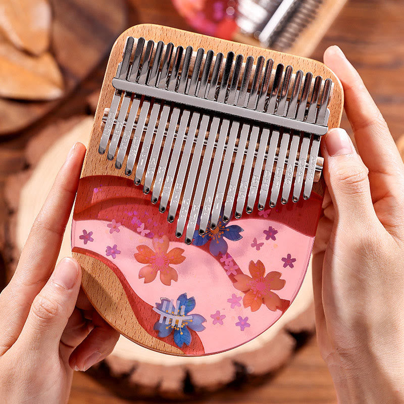 17-Key Beech Wood Kalimba Thumb Piano for Meditation