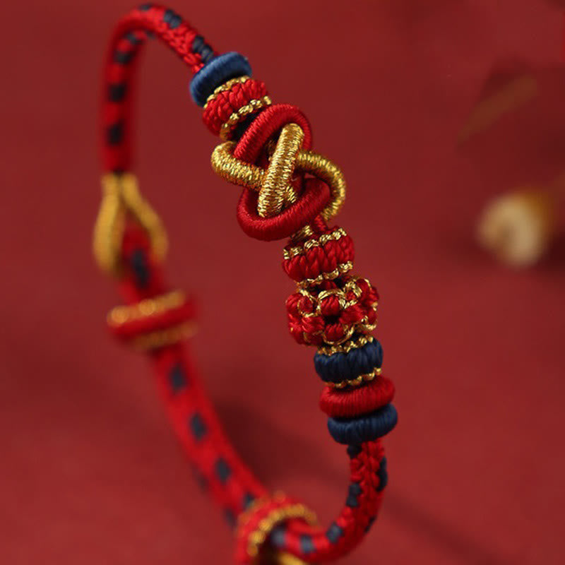 Adjustable Colorful String Peace Knot Bracelet for Protection and Luck