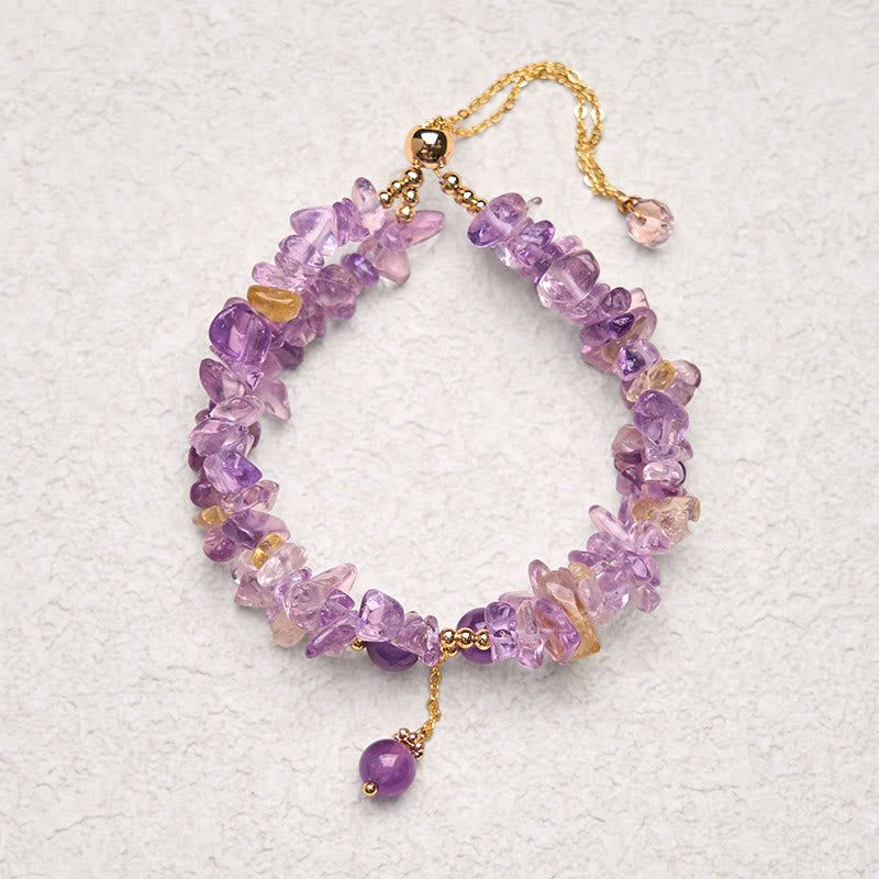 15-16cm Amethyst Citrine Double Layer Meditation Bracelet