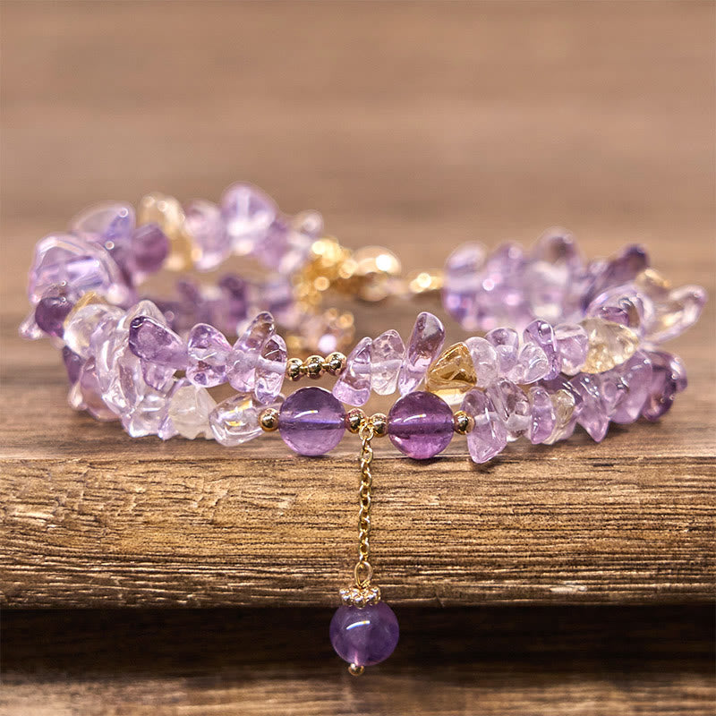 15-16cm Amethyst Citrine Double Layer Meditation Bracelet