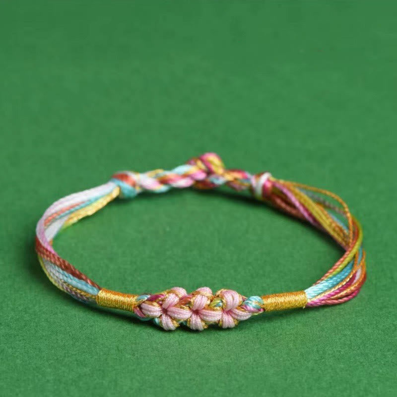 Colorful Peach Blossom Knot Yin Yang Bracelet for Protection and Luck