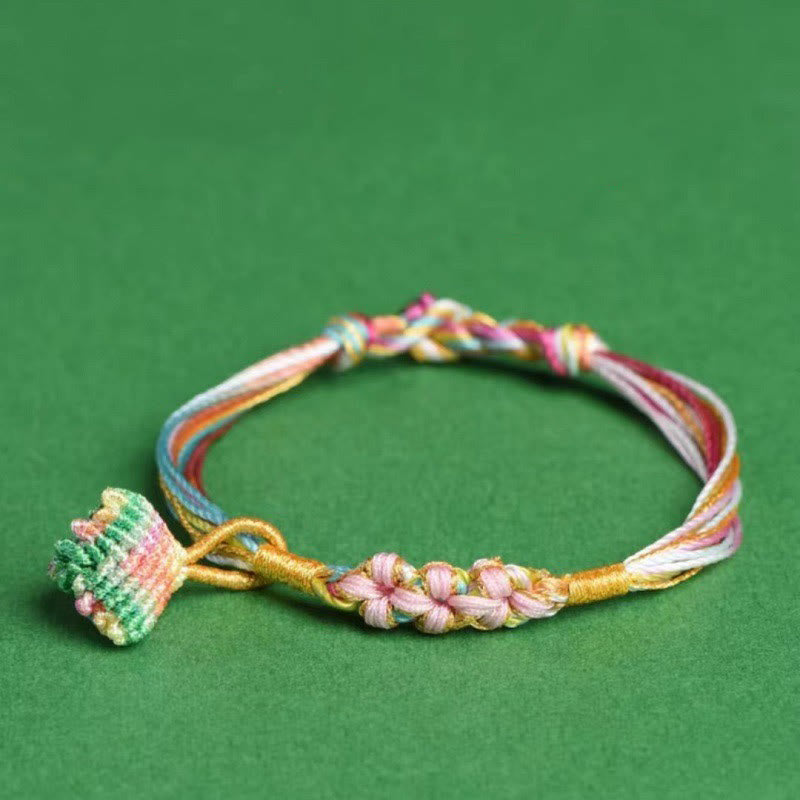 Colorful Peach Blossom Knot Yin Yang Bracelet for Luck and Protection