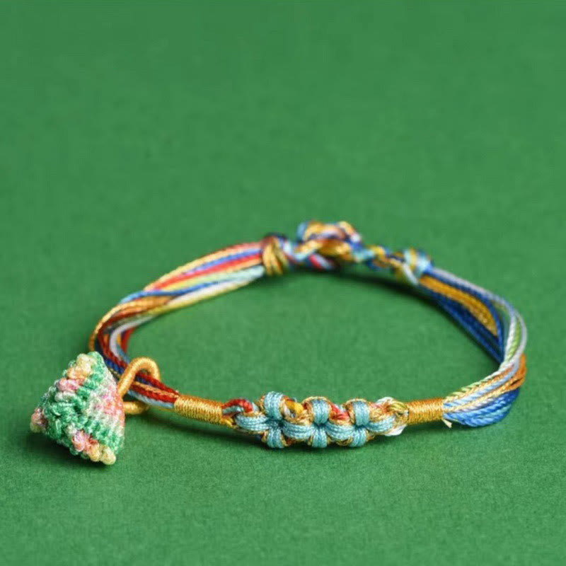Colorful Peach Blossom Knot Yin Yang Bracelet for Luck and Protection
