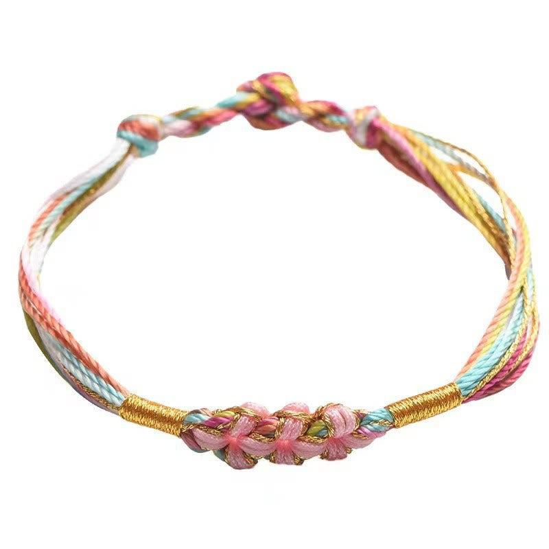 Colorful Peach Blossom Knot Yin Yang Bracelet for Luck and Protection