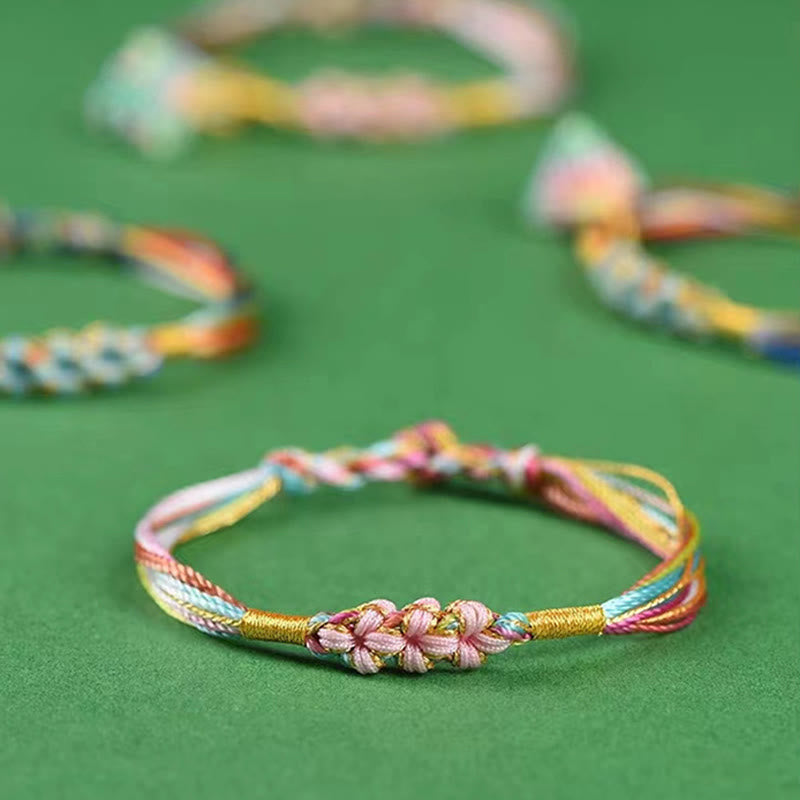 Colorful Peach Blossom Knot Yin Yang Bracelet for Protection and Luck