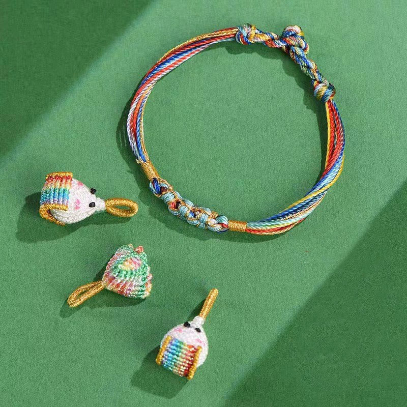 Colorful Peach Blossom Knot Yin Yang Bracelet for Luck and Protection