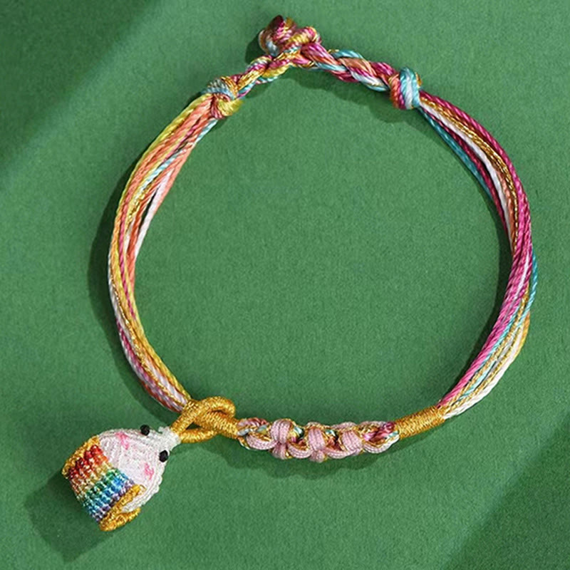 Colorful Peach Blossom Knot Yin Yang Bracelet for Luck and Protection