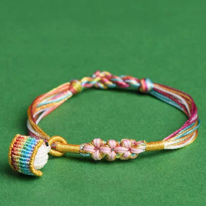 Colorful Peach Blossom Knot Yin Yang Bracelet for Luck and Protection