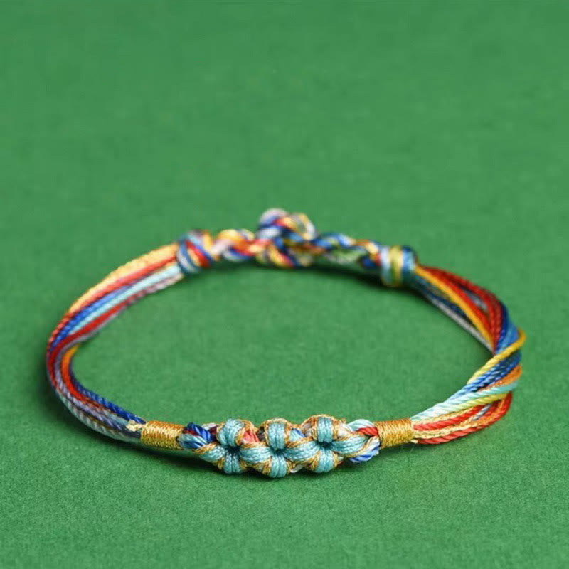 Colorful Peach Blossom Knot Yin Yang Bracelet for Luck and Protection