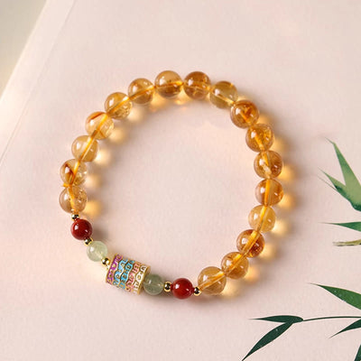 8mm Citrine Prayer Wheel Bracelet for Creativity