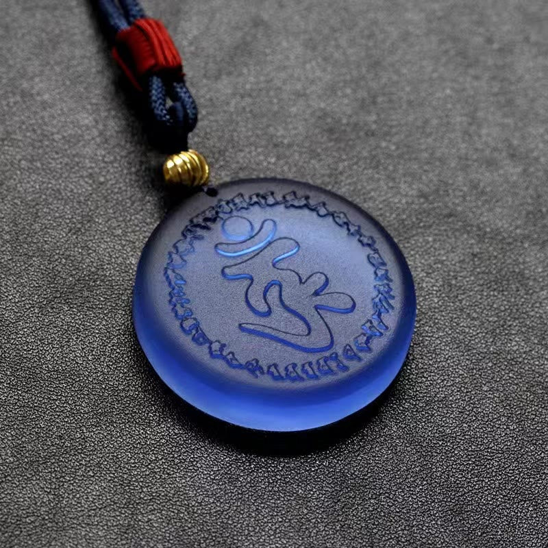 Spiritual Liuli Crystal Necklace with Shurangama Mantra Pendant