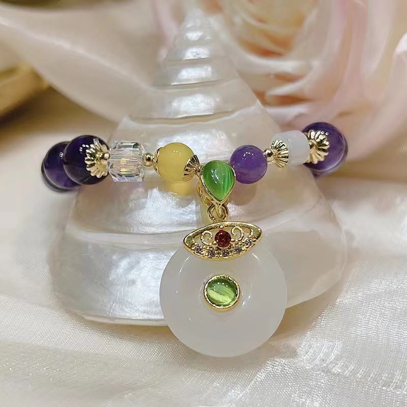 Amethyst Peace Buckle Bracelet 5.5-6.3 in Wrist Circle