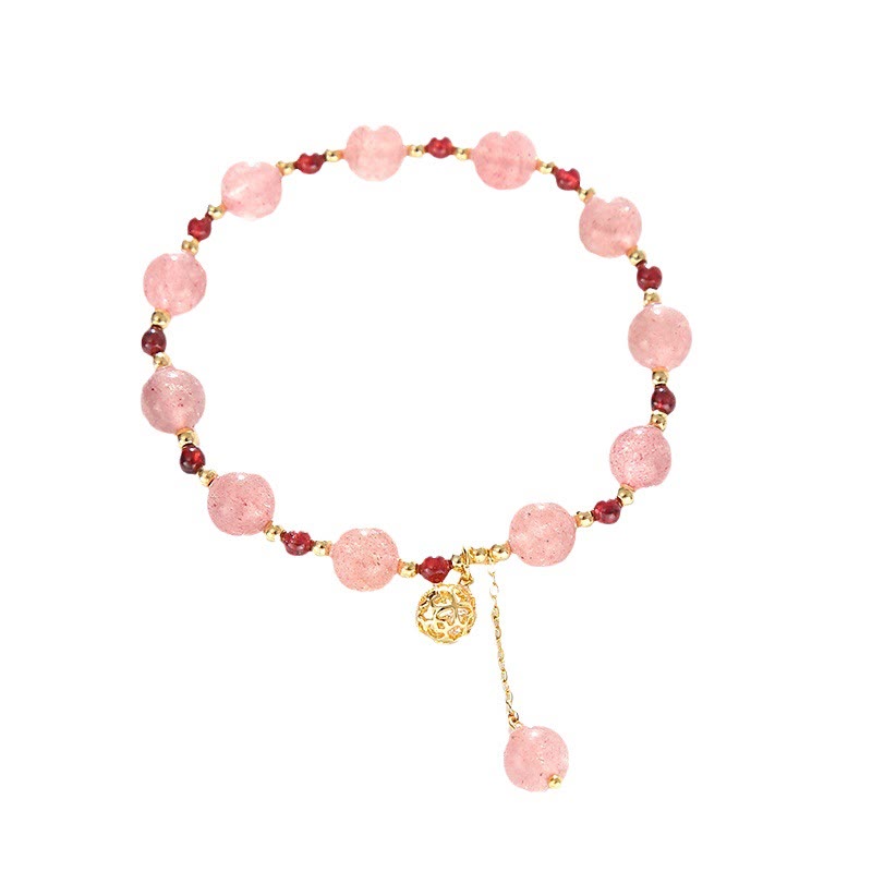 Strawberry Quartz Garnet Bracelet 14-16 cm Wrist