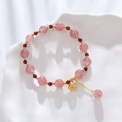 Strawberry Quartz Garnet Bracelet 14-16 cm Wrist