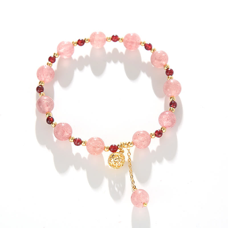 Strawberry Quartz Garnet Bracelet 14-16 cm Wrist