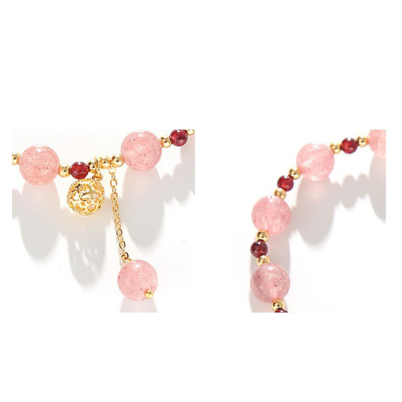 Strawberry Quartz Garnet Bracelet 14-16 cm Wrist