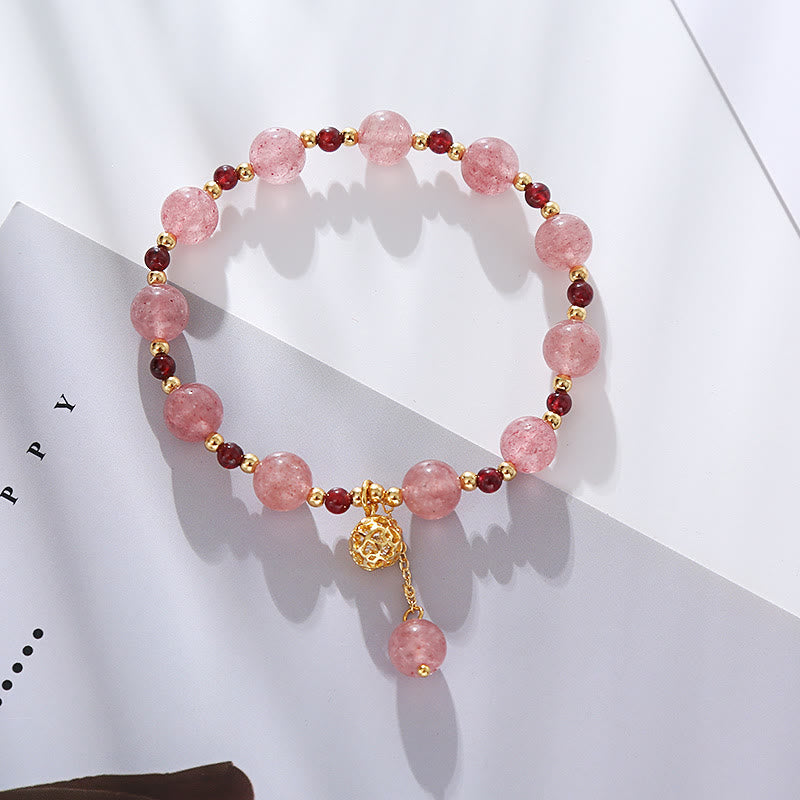 Strawberry Quartz Garnet Bracelet 14-16 cm Wrist