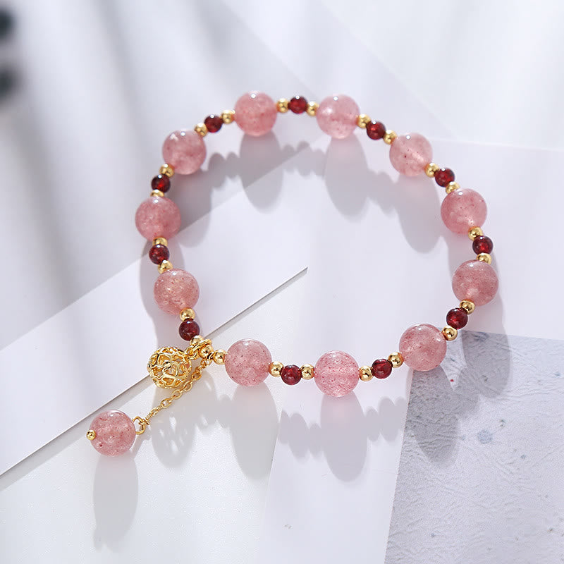 Strawberry Quartz Garnet Bracelet 14-16 cm Wrist