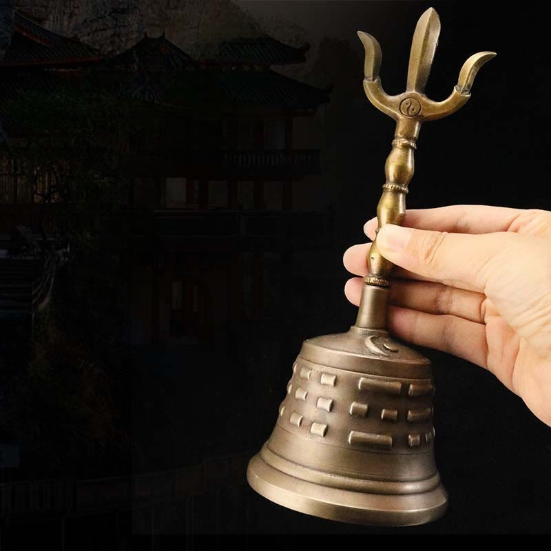 Copper Meditation Bell and Vajra Dorje Set 8.66 Inch Handmade Tibet