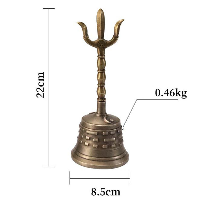 Copper Meditation Bell and Vajra Dorje Set 8.66 Inch Handmade Tibet