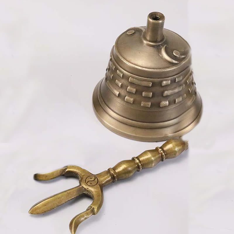 Copper Meditation Bell and Vajra Dorje Set 8.66 Inch Handmade Tibet