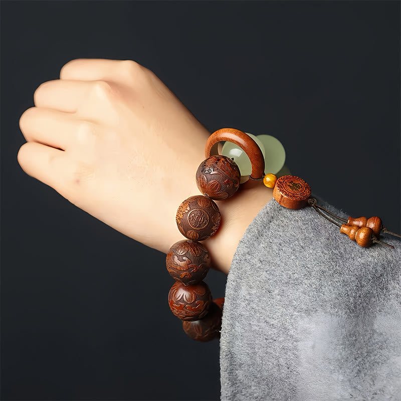 20mm Rosewood Pixiu Fu Character Bracelet for Wealth