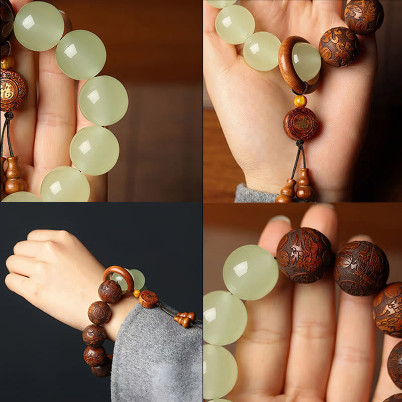 20mm Rosewood Pixiu Fu Character Bracelet for Wealth