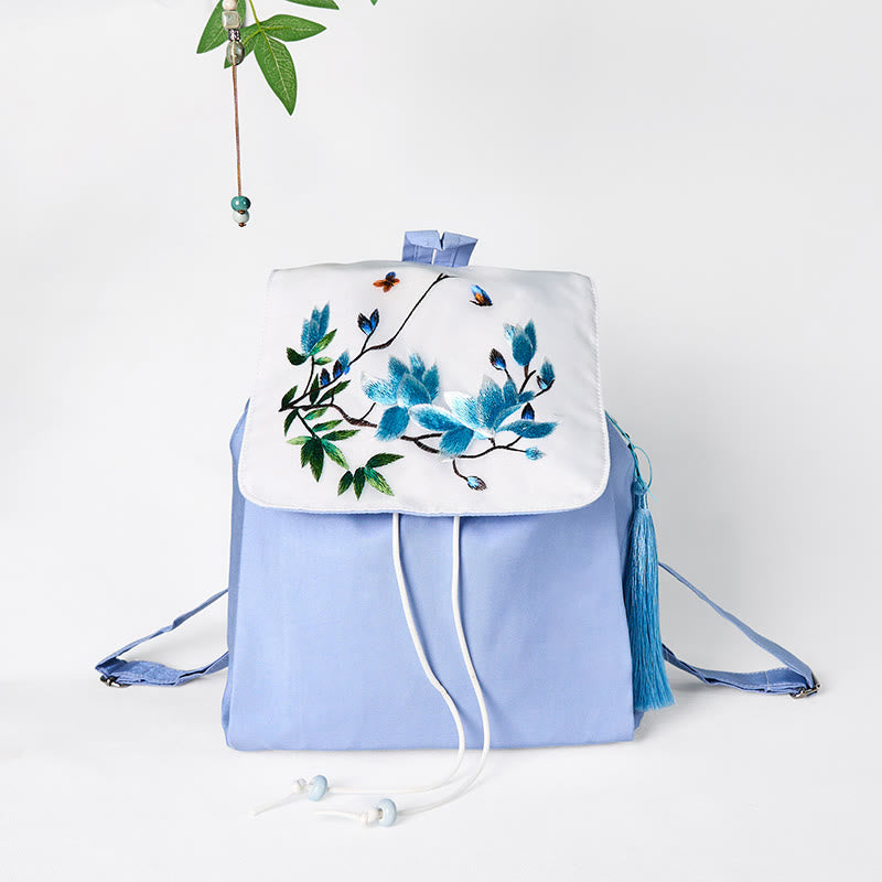 Blue Magnolia Handmade Canvas Backpack | Mindful Carry
