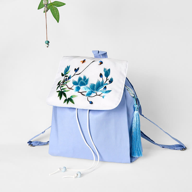 Blue Magnolia Handmade Canvas Backpack | Mindful Carry