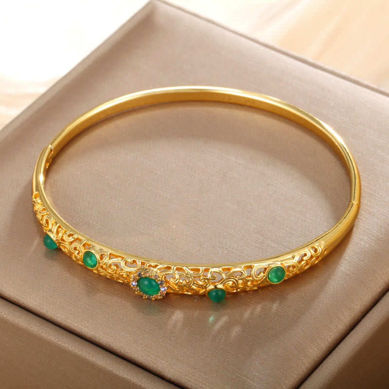 Copper Zircon Luck Bracelet Bangle 56mm Openable