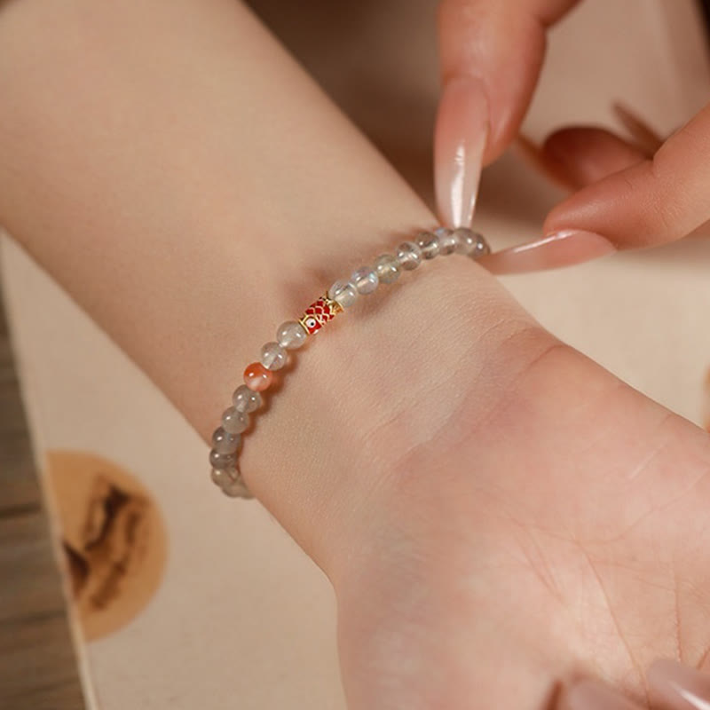 4mm Moonstone Koi Fish Healing Bracelet for Calm & Luck