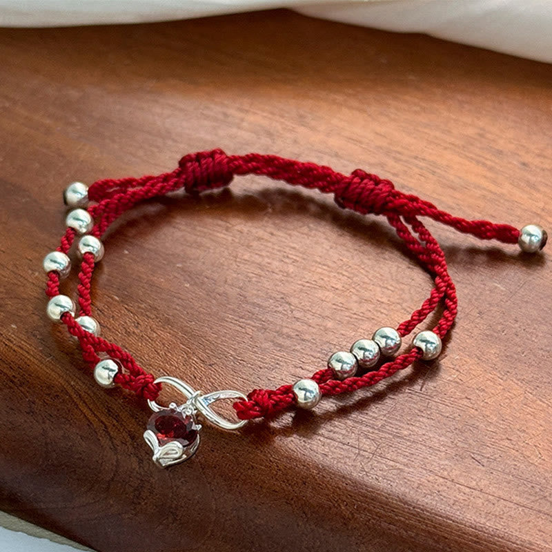 Fox Peach Blossom Red String Bracelet for Protection & Connection