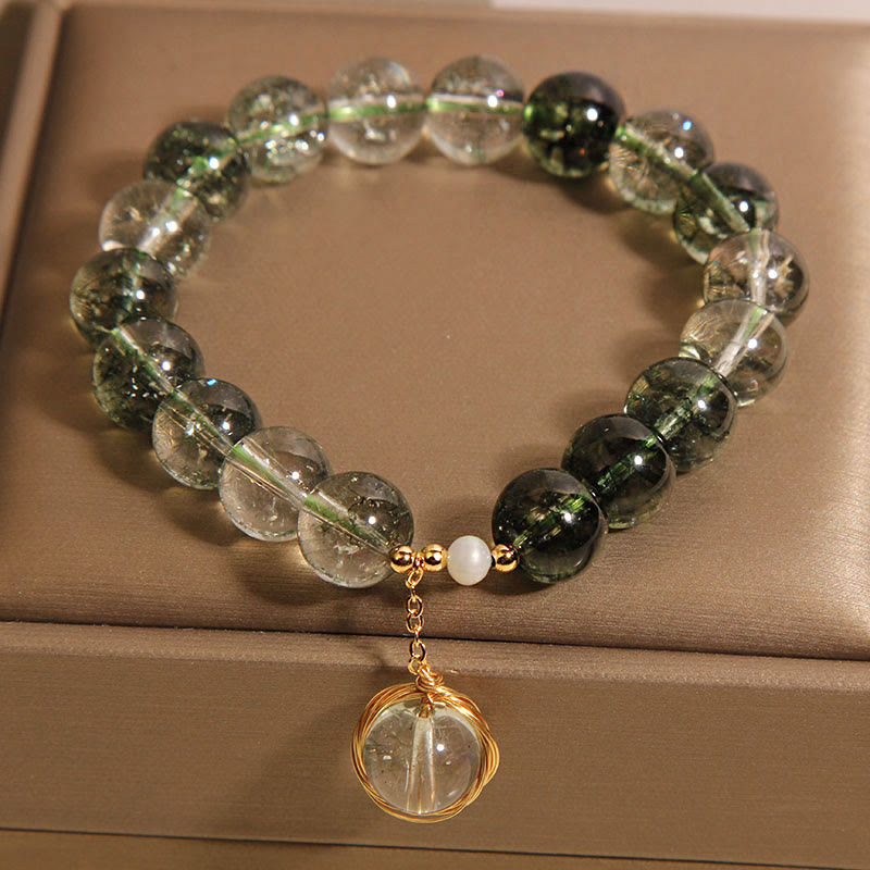 Green Phantom Crystal Lucky Bracelet 14-16cm Meditation