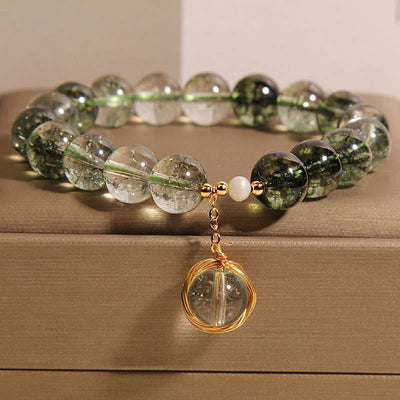 Green Phantom Crystal Lucky Bracelet 14-16cm Meditation